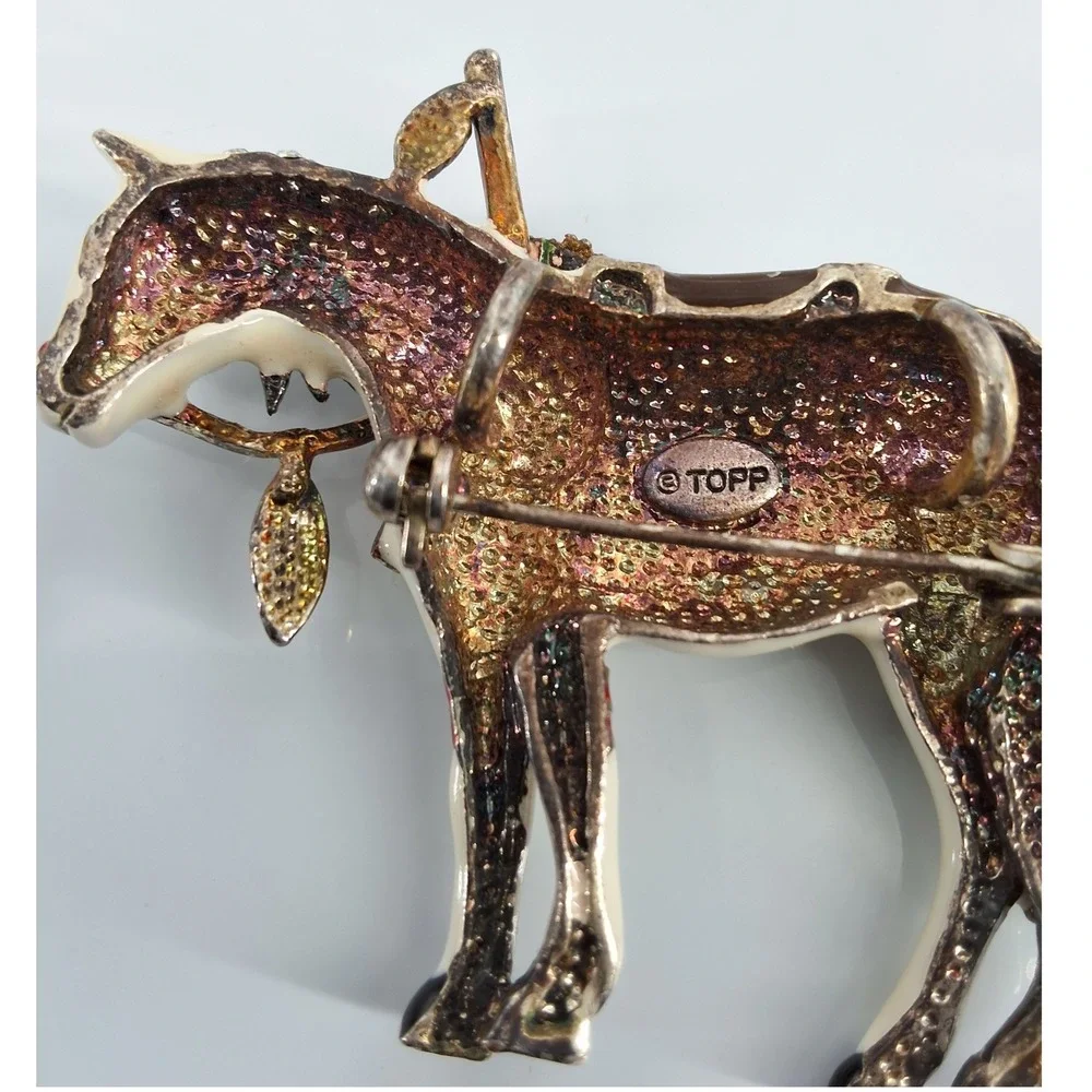 TOPP Trail of Painted Ponies War Pony Vintage Enamel‎ Horse Brooch Pendant Pin